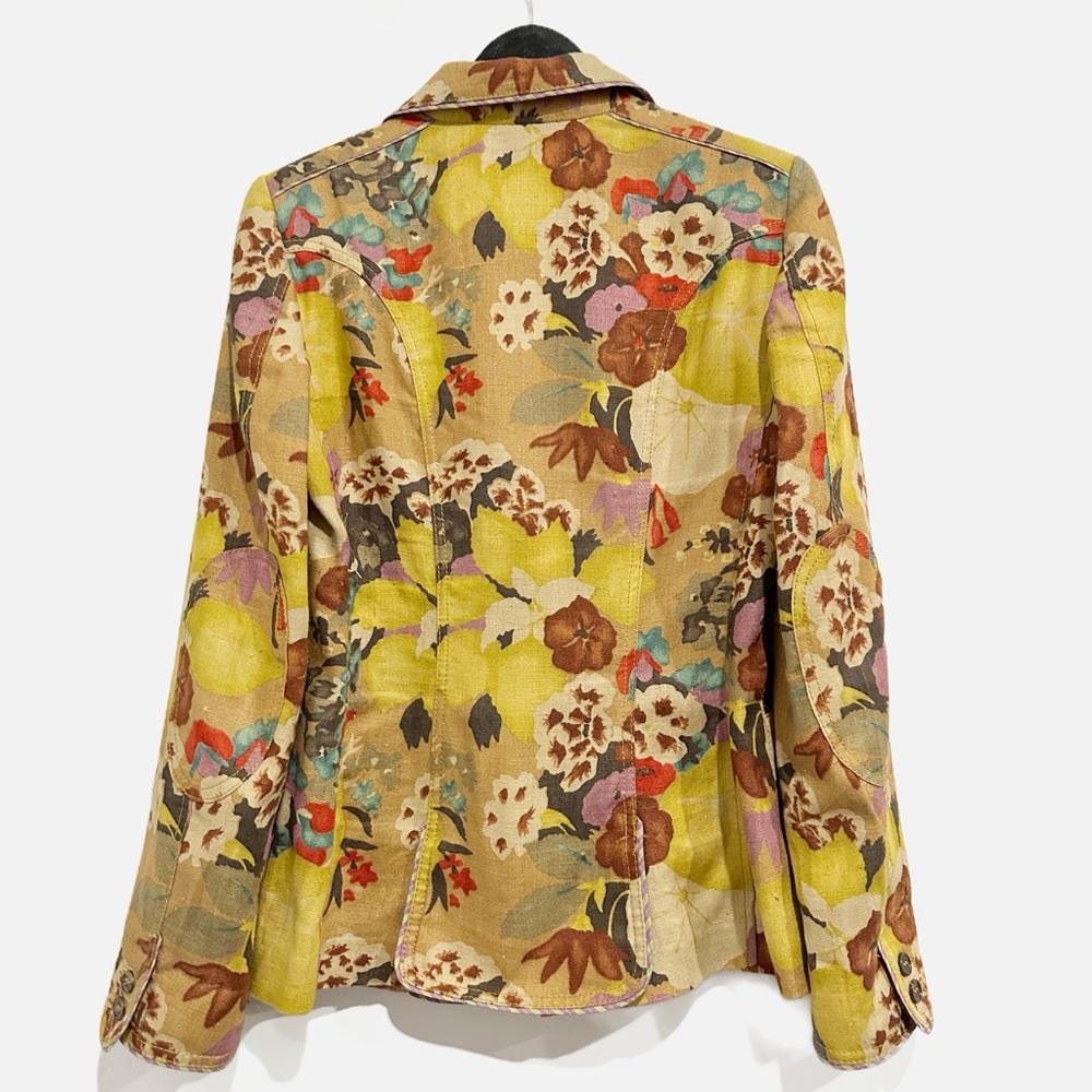 Etro Milano Vintage Linen Floral Blazer Size 44 - Picture 3 of 11